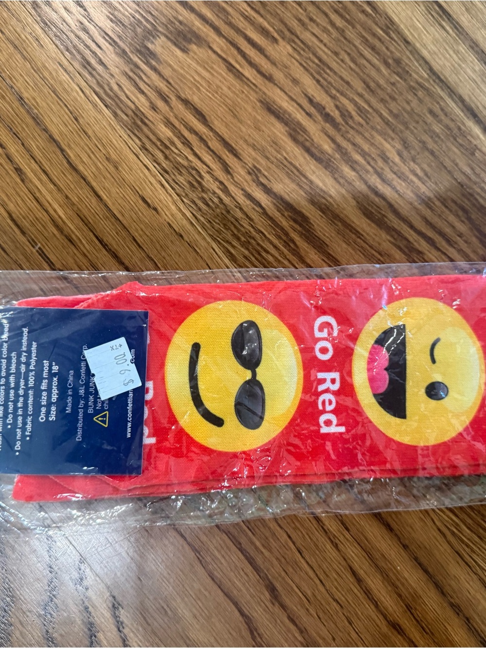 Red Emoji Novelty Scarf – Sunglasses & Smiley Faces